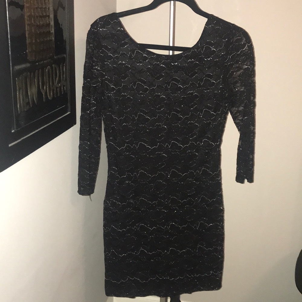 Long sleeve shimmery black dress